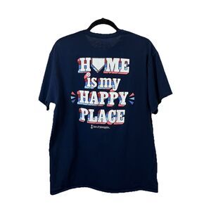 Love & Pineapples Home is my Happy Place Navy Blue Graphic Tee Womens Size L